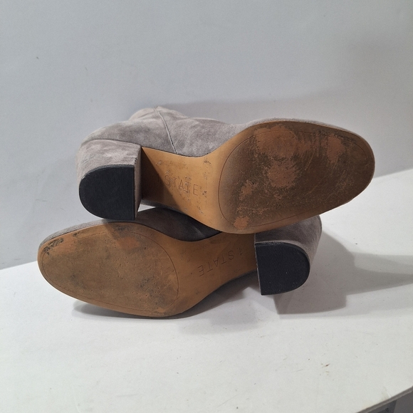 1.State Academia Classic Preete Light Gray Soft Suede Preppy Ankle Boots Size 9 - Picture 9 of 11